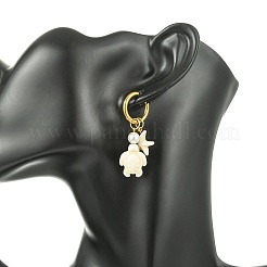 Tortoise & Starfish Synthetic Turquoise Hoop Earrings&nbsp;EJEW-JE07147-01