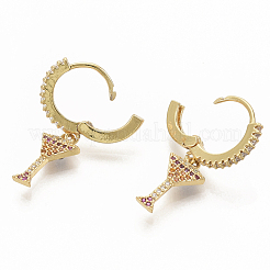 Brass Micro Pave Colorful Cubic Zirconia Dangle Hoop Earrings&nbsp;EJEW-S208-068