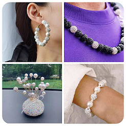 120Pcs 6 Styles Rhinestone Pave Disco Ball Beads&nbsp;RB-TA0001-14
