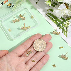 5 Pairs Rack Plating Brass Micro Pave Cubic Zirconia Earring Findings&nbsp;KK-BBC0027-84