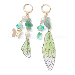 Natural Green Aventurine & Aquamarine & Topaz Jade Leverback Earrings&nbsp;EJEW-TA00591