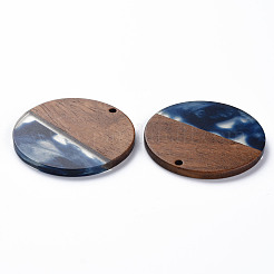Transparent Resin & Walnut Wood Pendants&nbsp;RESI-T035-35C