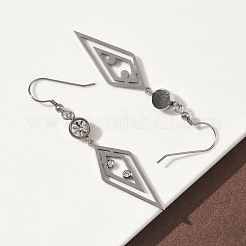 304 Stainless Steel Rhombus Dangle Earrings&nbsp;EJEW-Z129-10P