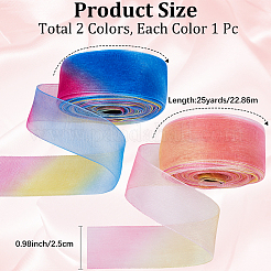 2 Skeins 2 Colors Rainbow Color Polyester Organza Ribbon&nbsp;SRIB-CY0001-04