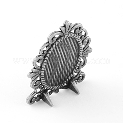 Tibetan Style Alloy Mirror Cabochon Settings&nbsp;TIBEP-S293-081AS-LF