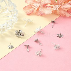 30Pcs 5 Styles 304 Stainless Steel Stud Earring Findings&nbsp;STAS-YW0001-87