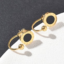 Flat Round 304 Stainless Steel Resin Stud Earrings&nbsp;EJEW-G453-08G