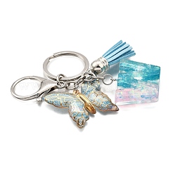 26Pcs Transparent Epoxy Resin & Transparent Acrylic & Faux Suede Tassel Keychain&nbsp;KEYC-JKC01202-23