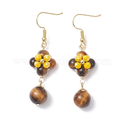 3 Pairs Brass Flower Dangle Earrings&nbsp;EJEW-TA00759