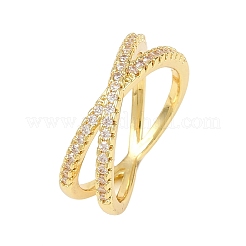 Brass Micro Pave Cubic Zirconia Finger Rings&nbsp;RJEW-D340-01G-02