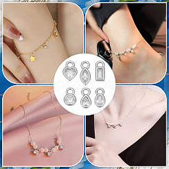 6Pcs 6 Styles 925 Sterling Silver Pave Crystal Rhinestone Charms&nbsp;STER-BC0003-72