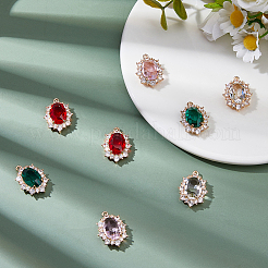 8Pcs 4 Colors Brass Micro Pave Cubic Zirconia Pendants&nbsp;KK-FH0008-06