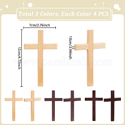 12Pcs 3 Colors Easter Wood Cross Figurines Ornaments&nbsp;DJEW-GA0001-85