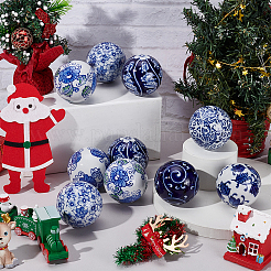 10Pcs Floral Printed Porcelain Beads&nbsp;PORC-UN0001-06