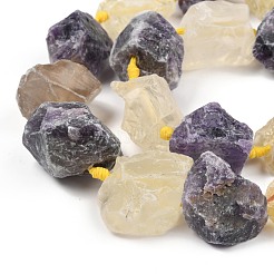 Rough Raw Natural Amethyst and Lemon Quartz Beads Strands&nbsp;G-F595-I03