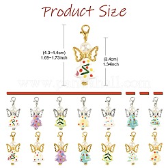 7Pcs 7 Colors Christmas Tree Handmade Porcelain & ABS Plastic Imitation Pearl Angel Pendant Decorations&nbsp;HJEW-FS00083