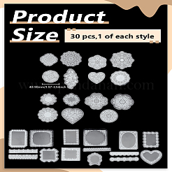 30Pcs 2 Style Waterproof Plastic PET Transparent White Lace Stickers&nbsp;DIY-LP0003-83