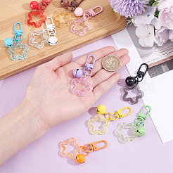 10Pcs 10 Colors Hollow Out Star Resin Pendant Decorations&nbsp;HJEW-BBC0001-42