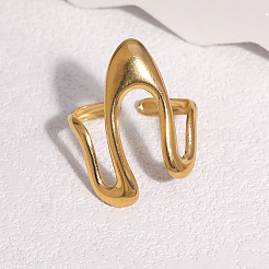 Irregular 304 Stainless Steel Cuff Open Rings for Women&nbsp;WG1364A-02