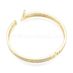 Cubic Zirconia Horse Eye Hinged Bangle&nbsp;BJEW-G651-07G-02