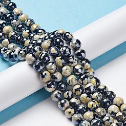 Electroplate Natural Fire Crackle Agate Beads Strands&nbsp;G-G0006-A01-08