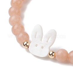 Cute Rabbit Shell & Natural Mixed Gemstone Beaded Stretch Bracelets for Women&nbsp;BJEW-JB11040