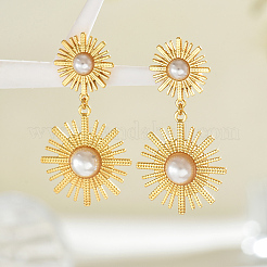 Fashion 201 Stainless Steel Flower Dangle Stud Earrings&nbsp;HU8557