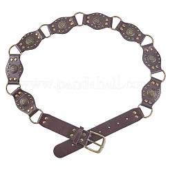 Vintage PU Leather Rivet Stitching Chain Belts with Alloy Buckles&nbsp;AJEW-WH20064-22A
