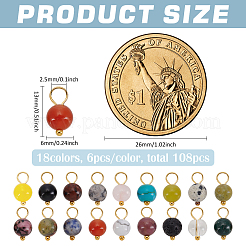 108Pcs 18 Colors Natural & Synthetic Mixed Gemstone Round  Charms&nbsp;PALLOY-AB00163