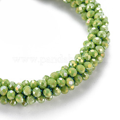 AB Color Plated Faceted Opaque Glass Beads Stretch Bracelets&nbsp;BJEW-S144-003D-09