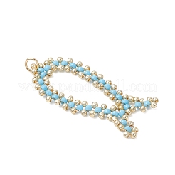 5Pcs Glass Seed Beaded Fish Pendants&nbsp;PALLOY-MZ01173