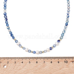 4MM Natural Agate(Dyed & Heated) Faceted Round & Potato Natural Pearl Beaded Necklaces&nbsp;NJEW-JN06031