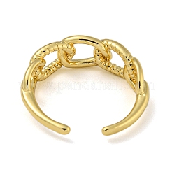 Curb Chain Shape Brass Open Cuff Rings for Women&nbsp;RJEW-Z050-09G