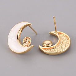Brass Enamel Stud Earrings Findings&nbsp;KK-T062-115G-B-NF
