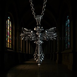 Vintage Alloy Wing Cross Pendant Necklaces for Men&nbsp;WG37407-01