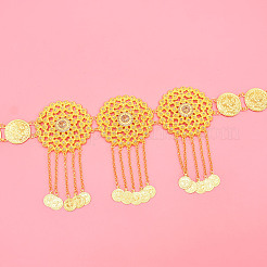 Alloy Crystal Rhinestone Coin Link Hollow Flower Tassel Waist Body Chains for Women&nbsp;FS-WGEDFED-01