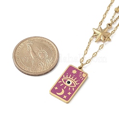 304 Stainless Steel Enamel Eye Star Pendant Double Layer Necklaces for Women&nbsp;STAS-Z105-05G