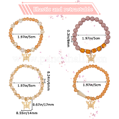 4Pcs Glass & Acrylic Beaded Stretch Bracelets Set&nbsp;BJEW-SP0001-07