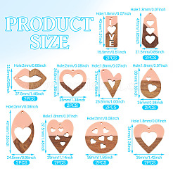20Pcs 10 Styles Resin and Walnut Pendants&nbsp;WOOD-TA0002-73A