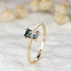 Brass and Moss Agate Finger Rings for Women&nbsp;FS-WGD1EDF-05