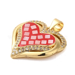 Heart Brass Micro Pave Cubic Zirconia Pendants&nbsp;KK-K385-045G