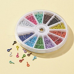 600Pcs 12 Colors Spray Painted Iron Screw Eye Pin Peg Bails&nbsp;IFIN-FS0001-15