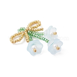 Glass Seed Beaded Bowknot with Flower Pendants&nbsp;PALLOY-MZ01129-04