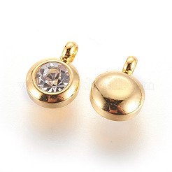 304 Stainless Steel Rhinestone Charms&nbsp;X-STAS-P237-10G-13