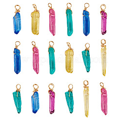 20Pcs Copper Wire Wrapped Natural Dyed Quartz Pendants&nbsp;PALLOY-TAC0247