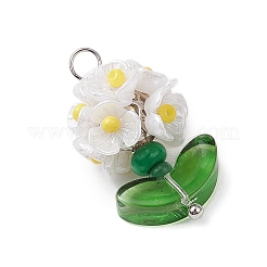 Glass Seed Beaded Flower Pendants&nbsp;X1-PALLOY-MZ00521-02