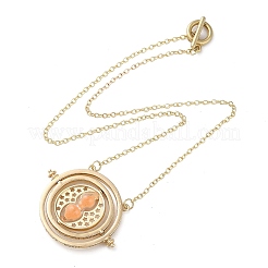 Rotated Hourglass Flat Round Alloy Pendant Necklaces for Women&nbsp;LS-NJEW-G131-01B