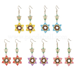 Glass Seed & Glass Beaded Dangle Earrings&nbsp;EJEW-MZ00691