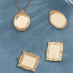 4Pcs 4 Styles Brass Pendant Cabochon Settings&nbsp;KK-BBC0020-15
