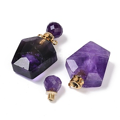 Natural Amethyst Openable Perfume Bottle Pendants&nbsp;G-I381-02G-01